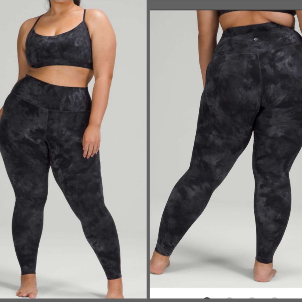 lululemon athletica Blue and Black Tie-Dye High-Rise Leggings, Size 18